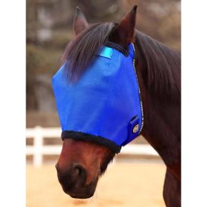Harrison Howard Reinforced Horse Fly Mask with Mirror PVC Brow Support, Enhanced Eye Space, UV Protection Original Grey S(Signature Blue)