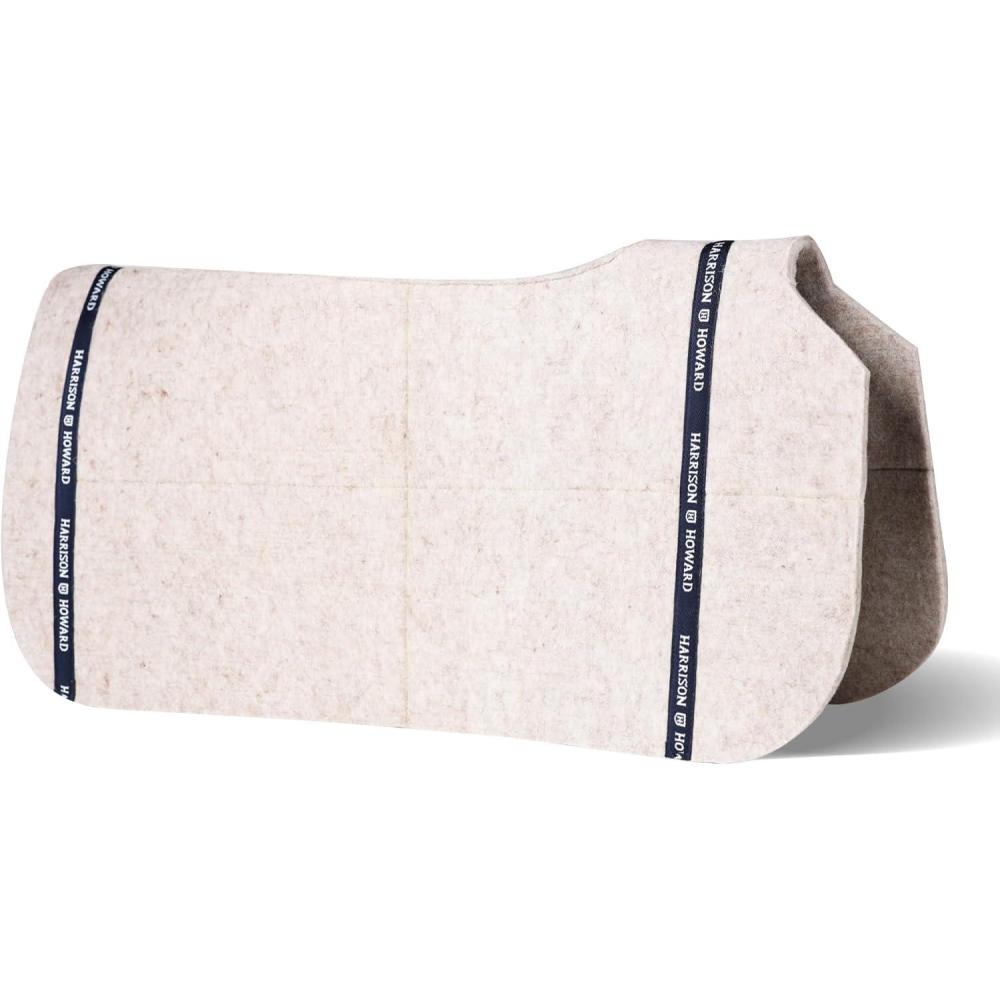 image:imageHarrison Howard Western Saddle Pad Liner Thin Wool Felt Under Pad with Spine Cutout Shock Absorbing Sweat BarrierLight Tan