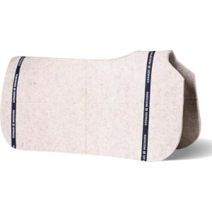 Harrison Howard Western Saddle Pad Liner, Thin Wool Felt Under Pad with Spine Cutout, Shock Absorbing Sweat Barrier(Light Tan)