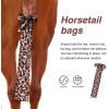 Harrison Howard Stretchy Tail Bag Breathable Horse Tail Guard Slip on Design Protect Horse Tail 2 Strand Closure Straps Keep Tail Clean & Protected 22″ L Length Makes Grooming Easy-Burgundy(Leopard Print)