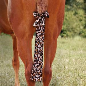 Harrison Howard Stretchy Tail Bag Breathable Horse Tail Guard Slip on Design Protect Horse Tail 2 Strand Closure Straps Keep Tail Clean & Protected 22″ L Length Makes Grooming Easy-Burgundy(Leopard Print)