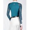 Harrison Howard Women’s Equestrian Show Shirt, Competition-Ready Lace Long Sleeve, Breathable Slim Fit Horse Show Top(Deep Green)