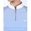 Harrison Howard Women’s Equestrian Show Shirt, Competition-Ready Lace Long Sleeve, Breathable Slim Fit Horse Show Top(Ice Blue)
