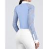 Harrison Howard Women’s Equestrian Show Shirt, Competition-Ready Lace Long Sleeve, Breathable Slim Fit Horse Show Top(Ice Blue)