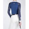 Harrison Howard Women’s Equestrian Show Shirt, Competition-Ready Lace Long Sleeve, Breathable Slim Fit Horse Show Top(Peacock Blue)