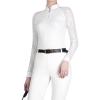 Harrison Howard Women’s Equestrian Show Shirt, Competition-Ready Lace Long Sleeve, Breathable Slim Fit Horse Show Top(Oval White)